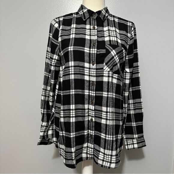 Hippie Rose black-and-white button up long sleeve shirt size S - Picture 3 of 6